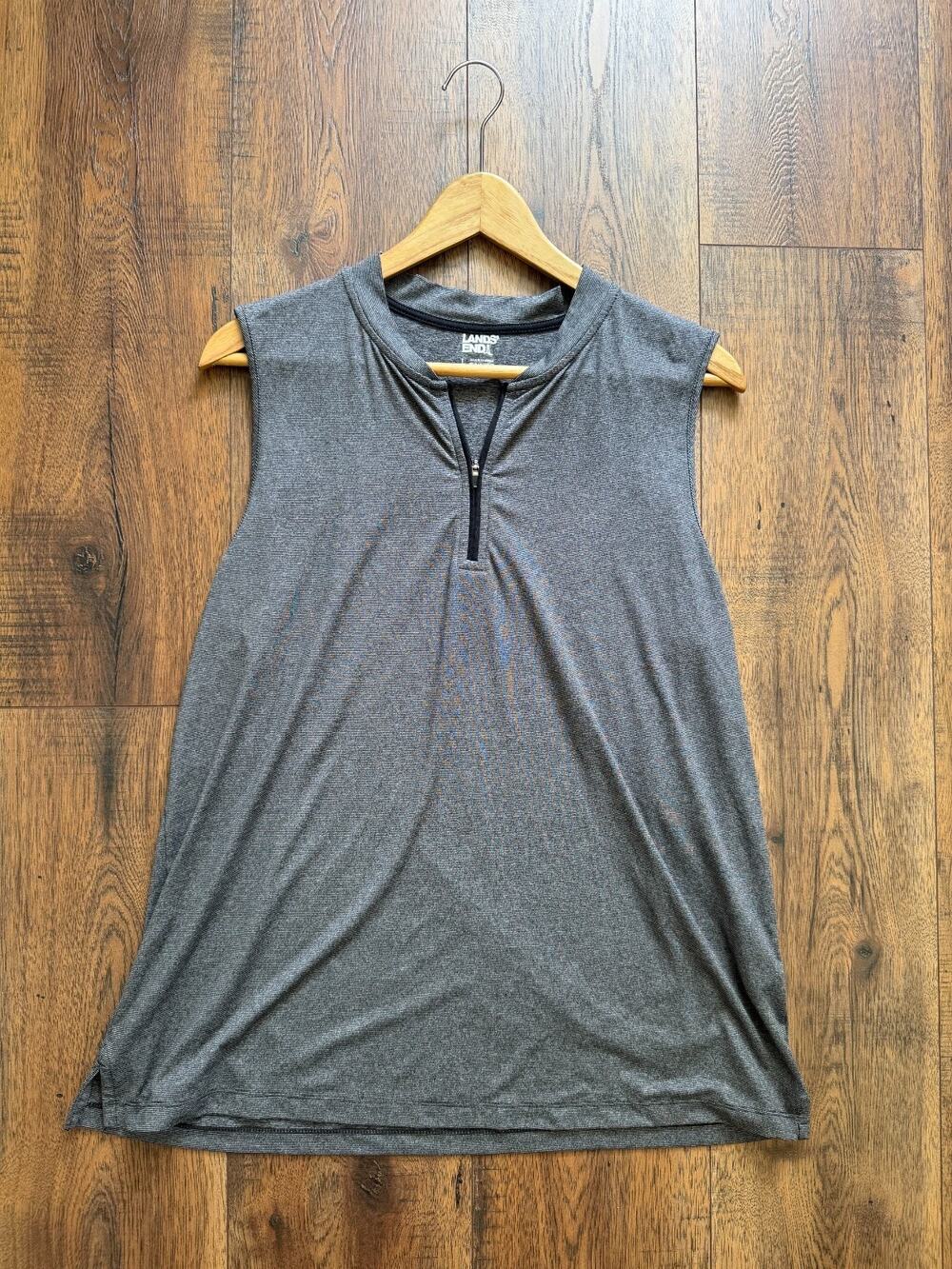 Lands’ End Gray Sleeveless Quarter Zip Golf Tennis Athletic Top L
